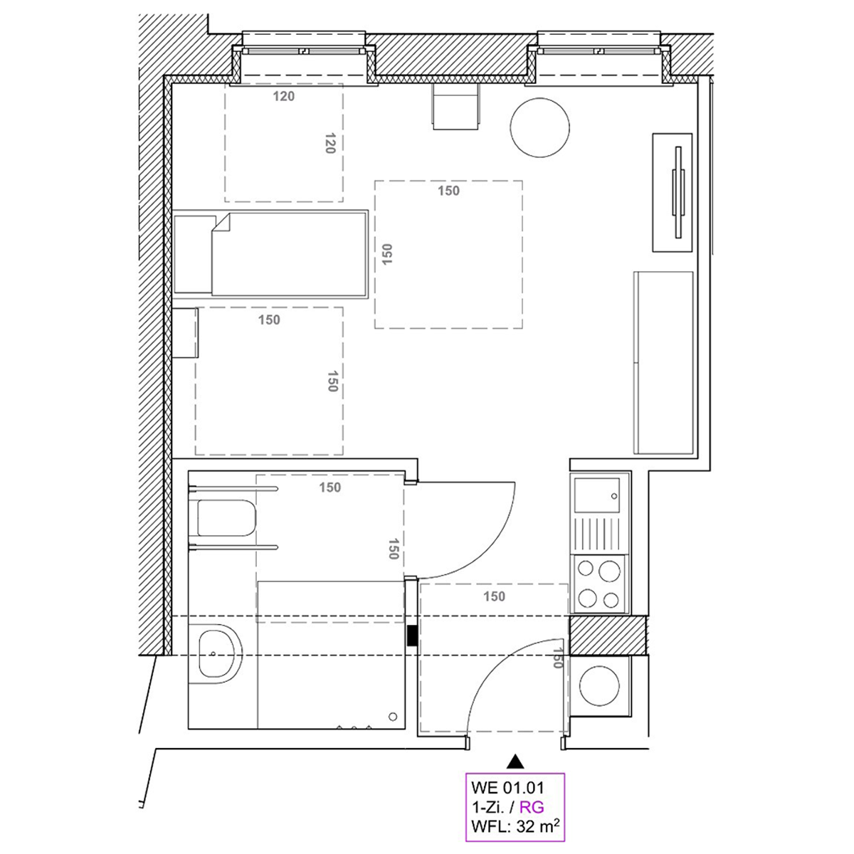 1-Zimmer-Appartement (Beispiel)